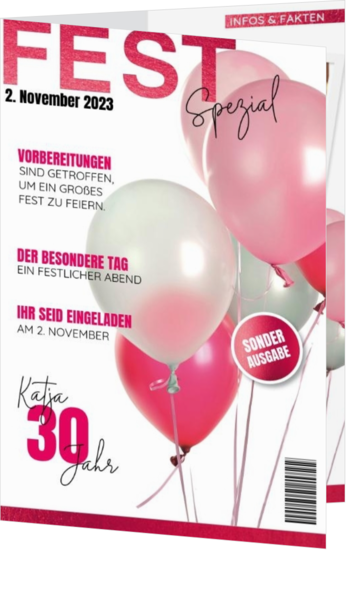  Einladungskarte - Fest-Special mit Luftballonen 