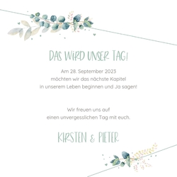 Save the Date Karte   Aquarellblumen Rückseite