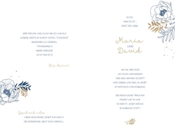 Hochzeitskarte   Blumen und Gold Innenseite