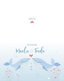 Hochzeitskarte   Whales Rückseite/Vorderseite