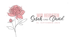 Hochzeitskarte   Strichzeichnung Blume Vorderseite