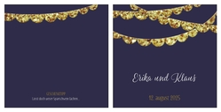 Hochzeitskarte   Goldene Girlanden Rückseite/Vorderseite