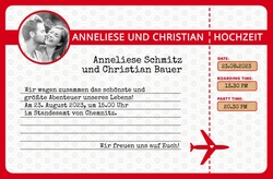 Hochzeitskarte   Flugticket Rückseite