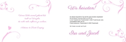 Hochzeitskarte   Rosa Innenseite