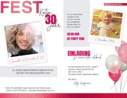  Einladungskarte   Fest Special mit Luftballonen  Innenseite