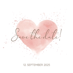 Save the Date Karte   Aquarellherz Vorderseite