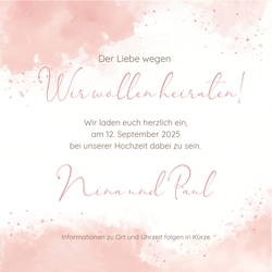 Save the Date Karte   Aquarellherz Rückseite