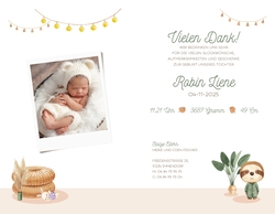 Geburtsanzeige Robin   Bohème Babyzimmer Innenseite