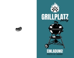 Einladung   Grillplatz party! Rückseite/Vorderseite