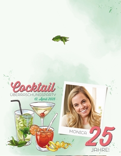 Einladung   Bunte Cocktails Rückseite/Vorderseite