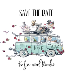 Save the Date Karte   Volkswagen Bulli Vorderseite