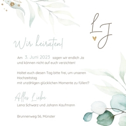 Save the Date Karte   Aquarellzweige Rückseite