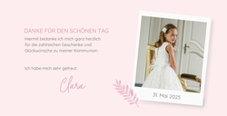 Kommunion Danksagung Clara   Polaroid auf Rosa Rückseite