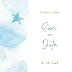 Save the Date   Aquarellstrand Vorderseite