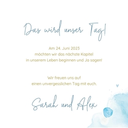 Save the Date   Aquarellstrand Rückseite