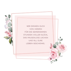 Dankeskarte   Quadrat mit Blumen Rückseite