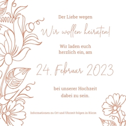 Save the Date   Schickes Blumenmuster Rückseite