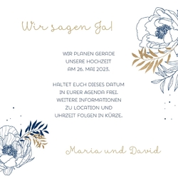 Save the Date   Blumen und Gold Rückseite