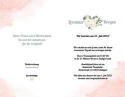 Hochzeitskarte   Romantisches Herz Innenseite