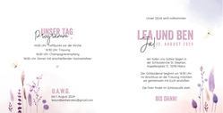 Hochzeitskarte   Lila Blumen Innenseite