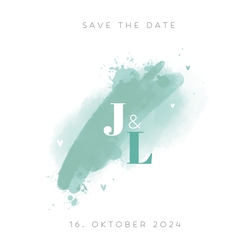 Save the Date   Aquarell Initialen Vorderseite