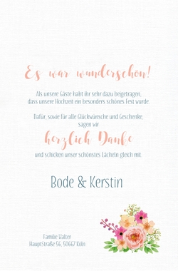 Dankeskarte   Blumenkarte Rückseite