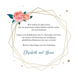 Save the Date   Aquarellblumen mit Rahmen Rückseite