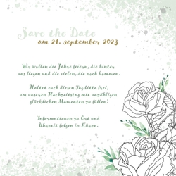 Save the Date   Stilvolle Rosen Rückseite